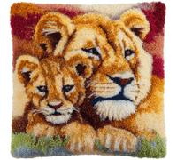 kitphoenix Latch Hook Cushion Kit Gift Set Lion Father and Son