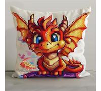kitphoenix Latch Hook Cushion Kits Dragon Latch Hook Kits for Adults Needlework Pillow Cover 43cmX43cm DIY Hooks Knitted Embroidered Carpet Pillow Embroidery Latch Hook Carpet Kit