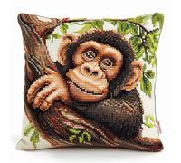 kitphoenix Latch Hook Cushion Kits for Adults Monkey Latch Hook Kit for Adults DIY Craft Stripe Latch Hook Kit 43cmX43cm Needlework Crocheting Cushion Embroidery