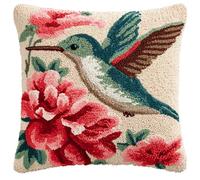 kitphoenix Latch Hook Cushion Kits Hummingbird 3D Pillow Materials Package 43Cmx43Cm DIY Latch Hook Kits Yarn Kits Pillow Rug Pattern Arts and Crafts Crochet Needlework