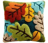 kitphoenix Latch Hook Cushion Kits Leaf 3D Pillow Materials Package 43Cmx43Cm DIY Latch Hook Kits Yarn Kits Pillow Rug Pattern Arts and Crafts Crochet Needlework