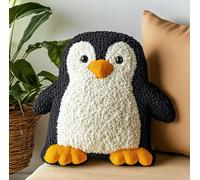 kitphoenix Latch Hook Cushion Kits Penguin 3D Pillow Materials Package 43Cmx43Cm DIY Latch Hook Kits Yarn Pillow Rug Pattern Arts and Crafts Crochet Needlework