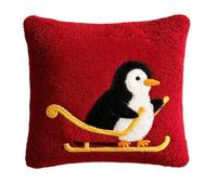 kitphoenix Latch Hook Cushion Kits Penguin 3D Pillow Materials Package 43Cmx43Cm DIY Latch Hook Kits Yarn Pillow Rug Pattern Arts and Crafts Crochet Needlework