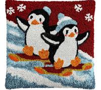 kitphoenix Latch Hook Cushion Kits Penguin 3D Pillow Materials Package 43Cmx43Cm DIY Latch Hook Kits Yarn Pillow Rug Pattern Arts and Crafts Crochet Needlework