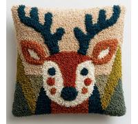 kitphoenix Latch Hook Cushion Kits Sika Deer 3D Pillow Materials Package 43Cmx43Cm DIY Latch Hook Kits Yarn Pillow Rug Pattern Arts and Crafts Crochet Needlework