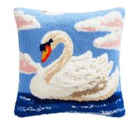 kitphoenix Latch Hook Cushion Kits Swan 3D Pillow Materials Package 43Cmx43Cm DIY Latch Hook Kits Yarn Pillow Rug Pattern Arts and Crafts Crochet Needlework