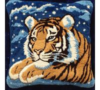 kitphoenix Latch Hook Cushion Kits Tiger 3D Pillow Materials Package 43Cmx43Cm DIY Latch Hook Kits Yarn Pillow Rug Pattern Arts and Crafts Crochet Needlework