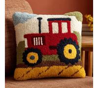 kitphoenix Latch Hook Embroidery Kits Cartoon Tractor Cart Sofa Cushion Cover 43Cmx43Cm DIY Latch Hook Kits Yarn Kits Pillow Rug Pattern Arts and Crafts Crochet Needlework