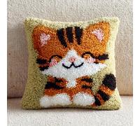 kitphoenix Latch Hook Embroidery Kits Cat Sofa Cushion Cover 43Cmx43Cm DIY Latch Hook Kits Yarn Kits Pillow Rug Pattern Arts and Crafts Crochet Needlework