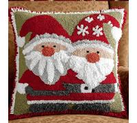kitphoenix Latch Hook Embroidery Kits Christmas Gnomes Sofa Cushion Cover 43Cmx43Cm DIY Latch Hook Kits Yarn Kits Pillow Rug Pattern Arts and Crafts Crochet Needlework