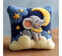 kitphoenix Latch Hook Embroidery Kits Elephant Sofa Cushion Cover 43Cmx43Cm DIY Latch Hook Kits Yarn Kits Pillow Rug Pattern Arts and Crafts Crochet Needlework