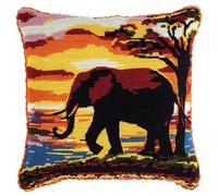 kitphoenix Latch Hook Embroidery Kits Elephant Sofa Cushion Cover 43Cmx43Cm DIY Latch Hook Kits Yarn Kits Pillow Rug Pattern Arts and Crafts Crochet Needlework