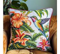 kitphoenix Latch Hook Embroidery Kits Latch Hook Kit Humming Bird Sofa Cushion Cover 43Cmx43Cm DIY Latch Hook Kits Yarn Kits Pillow Rug Pattern Arts and Crafts Crochet Needlework