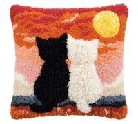 kitphoenix Latch Hook Embroidery Kits Two Kittens Sofa Cushion Cover 43Cmx43Cm DIY Latch Hook Kits Yarn Kits Pillow Rug Pattern Arts and Crafts Crochet Needlework