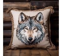 kitphoenix Latch Hook Embroidery Kits Wolf Sofa Cushion Cover 43Cmx43Cm DIY Latch Hook Kits Yarn Kits Pillow Rug Pattern Arts and Crafts Crochet Needlework