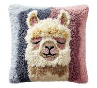 kitphoenix Latch Hook Kit Alpaca Pillow Case 43Cmx43Cm Needlework Latch Hook Kit Unfinished Crocheting Rug Yarn Cushion Embroidery Carpet Set
