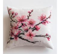 kitphoenix Latch Hook Kit,Beautiful Cherry Blossoms Latch Hook Kits for Adults DIY Decorative Pillowcase Embroidery Cross Stitch Arts Craft for Home Sofa Furniture 17X17Inch
