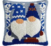 kitphoenix Latch Hook Kit,Christmas Blue Gnomes Latch Hook Kits for Adults DIY Decorative Pillowcase Embroidery Cross Stitch Arts Craft for Home Sofa Furniture 17X17Inch