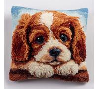 kitphoenix Latch Hook Kit,Cocker Spaniel Dog Puppy Latch Hook Kits for Adults DIY Decorative Pillowcase Embroidery Cross Stitch Arts Craft for Home Sofa Furniture 17X17Inch