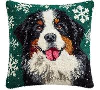 kitphoenix Latch Hook Kit Cushion Christmas Bernese Mountain Dog with Pre-Printed Cushion Cover DIY Pillow Case Crochet Yarn Hooking Craft Set for Hobby and Home Decor 43x43cm-8