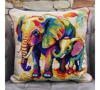 kitphoenix Latch Hook Kit Cushion Latch Hook Kit Elephant DIY Pillow Materials Package 43cmX43cm DIY Hooks Knitted Embroidered Carpet Pillow Embroidery Latch Hook Carpet Kit