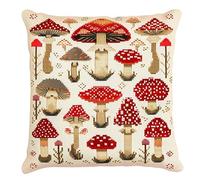 kitphoenix Latch Hook Kit Cushion Latch Hook Kit Mushroom DIY Pillow Materials Package 43cmX43cm DIY Hooks Knitted Embroidered Carpet Pillow Embroidery Latch Hook Carpet Kit
