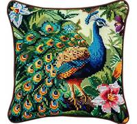 kitphoenix Latch Hook Kit Cushion Latch Hook Kit Peacock DIY Pillow Materials Package 43cmX43cm DIY Hooks Knitted Embroidered Carpet Pillow Embroidery Latch Hook Carpet Kit