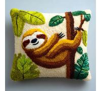 kitphoenix Latch Hook Kit Cushion Sloths 43X43Cm Handmade Knitted Cushion Material Package,Beginner Friendly DIY Craft Set,Home Decor Pillow