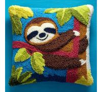kitphoenix Latch Hook Kit Cushion Sloths 43X43Cm Handmade Knitted Cushion Material Package,Beginner Friendly DIY Craft Set,Home Decor Pillow