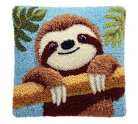 kitphoenix Latch Hook Kit Cushion Sloths 43X43Cm Handmade Knitted Cushion Material Package,Beginner Friendly DIY Craft Set,Home Decor Pillow