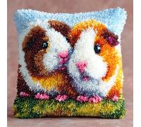 kitphoenix Latch Hook Kit,Cute Guinea Pig Latch Hook Kits for Adults DIY Decorative Pillowcase Embroidery Cross Stitch Arts Craft for Home Sofa Furniture 17X17Inch