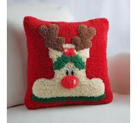 kitphoenix Latch Hook Kit for Beginners,17x17 Inch Christmas Cushion Cover with Pre-Printed Canvas,DIY Crochet Yarn & Needlework Set for Festive Pillow,Rug,Pillowcase -19