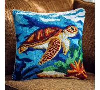 kitphoenix Latch Hook Kit,Traveling Sea Turtle Latch Hook Kits for Adults DIY Decorative Pillowcase Embroidery Cross Stitch Arts Craft for Home Sofa Furniture 17X17Inch
