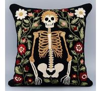kitphoenix Latch Hook Kits DIY Throw Pillow Cover Skeleton Crochet Crafts for Beginner Kids and Adults Handmade Crafts Home Decoration Festival Birthday Gift,17 X17 Inch