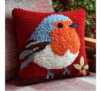 kitphoenix Latch Hook Kits for Adults Beginners Cushion Robin 43X43Cm Creative Hand Knitted Cushion Making Set,Full Craft Materials&Instruction Guide,Personalized Home Ornament&Gift