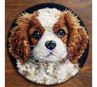 kitphoenix Latch Hook Kits for Adults Cavalier King Charles Spaniel 20X20Inch (50X50Cm) DIY Latch Hook Rug Kit, Home Carpet Rug Making Kit, Cross Stitch Embroidery Kits Needlework Crafts Rug for Home