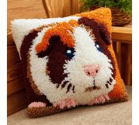 kitphoenix Latch Hook Kits for Adults Cushion Covers Guinea Pig Beginner Latch Hook Kit DIY Pillow Materials Package 43Cmx43Cm Hooks Knitted Embroidered Carpet Pillow Embroidery