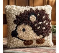 kitphoenix Latch Hook Kits for Adults Cushion Covers Hedgehog Beginner Latch Hook Kit DIY Pillow Materials Package 43Cmx43Cm Hooks Knitted Embroidered Carpet Pillow Embroidery