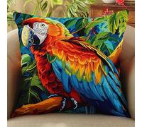 kitphoenix Latch Hook Kits for Adults Cushion Parrot Latch Hook Kits for Adults Beginners Pillow Case 43cmX43cm Needlework Latch Hook Kit Unfinished Crocheting Rug Yarn Cushion Embroidery Carpet Set