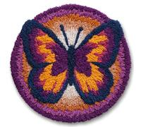 kitphoenix Latch Hook Kits for Adults, Lavender Butterfly 20X20Inch (50X50Cm) DIY Latch Hook Rug Kit, Home Carpet Rug Making Kit, Cross Stitch Embroidery Kits Needlework Crafts Rug for Home Decor