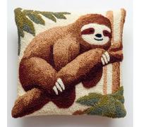 kitphoenix Latch Hook Kits for Adults,Sloth On A Branch Simple Cushion Making Kit Embroidery Pillowcase DIY Craft Decor Kit Gift for Home Decor, 17" X 17"