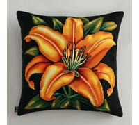 kitphoenix Latch Hook Pillow Kit,DIY Cushion Making Set for Adults & Kids,Orange Lily,Handmade Latch Hook Cushion Cover 17x17 Inch Home Decor Craft