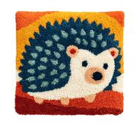 kitphoenix Latch Hook Pillow Kit for Adults Beginners,Animal Hedgehog 17x17 Inch Pre-Printed Canvas DIY Latch Hook Cushion Cover Kit,Embroidery Rug Making Craft for Sofa Home Decor