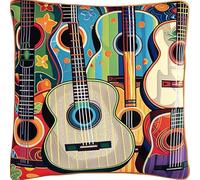 kitphoenix Latch Hook Pillow Kits Guitar Pattern Latch Hook Kit for Adults DIY Craft Stripe Latch Hook Kit 43cmX43cm Needlework Crocheting Cushion Embroidery