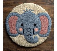 kitphoenix Latch Hook Rug Kit, DIY Latch Hook Cute Little Elephant 20X20Inch (50X50Cm) Rug Handmade Carpet, Crochet Yarn Embroidery Needlework Hooks DIY Latchs Kit for Beginners, Home Decor