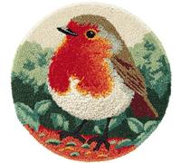 kitphoenix Latch Hook Rug Kit, DIY Latch Hook Robin 20X20Inch (50X50Cm) Rug Handmade Carpet, Crochet Yarn Embroidery Needlework Hooks DIY Latchs Kit for Beginners, Home Decor