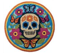 kitphoenix Latch Hook Rug Kit DIY Rug Making Craft for Kids Adults with Color Printed Canvas Butterfly and Skull 20X20Inch (50X50Cm) Pattern Crochet Embroidery Carpet Set Home Decor