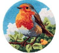 kitphoenix Latch Hook Rug Kit, DIY Rug Making Kit for Adults,Robin On A Branch 20X20Inch (50X50Cm) Pattern Latch Hook Rug Making Kits, Cross Stitch Kit Carpet Making Cushion Needlework for Beginners,