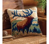 kitphoenix Make Your Own Cushion with This DIY Latch Hook Kit,Elk,43x43 cm Complete Craft Set with Colour Printed Canvas,Pre-Cut Yarn and Crochet Hook