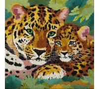 kitphoenix Pre-Printed Latch Hook Cushion Kit Leopard Mother and Son